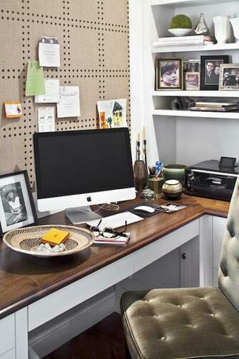 Offices Built In Desk Phillip Jeffries Wallpaper Rivets