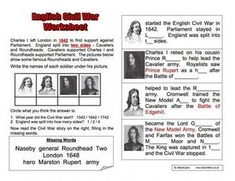 English Civil War Background Worksheet Year Study Sophia