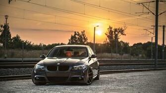 Black Bmw Series At Sunset Wallpaper Car