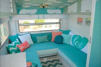 Retro Vintage Caravan Camper Trailer Aqua Mint Sea Foam Teal