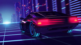 Ferrari Car Synthwave 4k Wallpaper