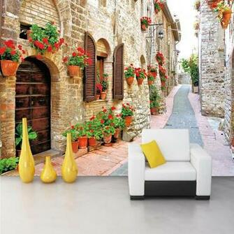Custom 3d Mural Wallpaper For Wall Pastoral Town Road Old House