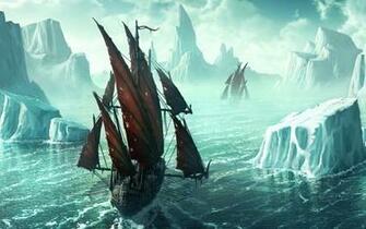 Wallpaper Viking Ship On The Way To America