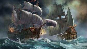 Ships In A Storm Pirates Wallpaper