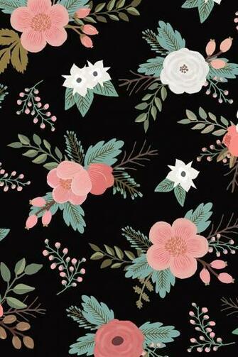 Floral Bouquets In Black By Willowlanetextiles Pink Rose And