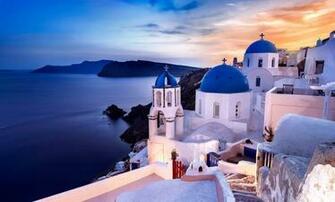 Oia Santorini Greece Aegean Sea Church Coast