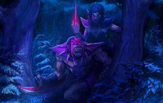 Wallpaper Forest Girl Night Art Ambush Guy Bloodseeker Dota