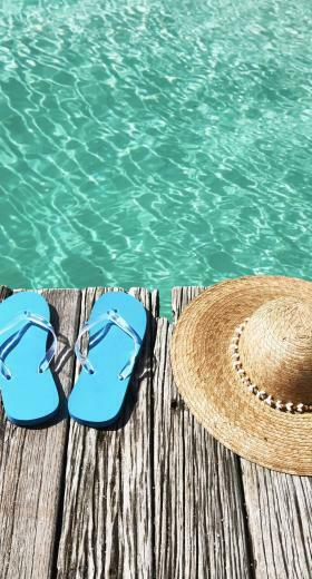 Sea Hat Sandals Beach Wallpaper Sc iPhone7plus