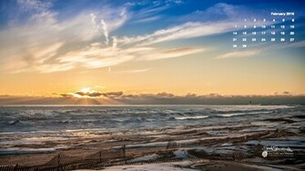 February Calendar Desktop Wallpaper Lake Michigan Sunset