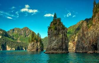 Wallpaper Forest Trees Mountains Rocks Usa Alaska Fjords