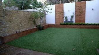 Fake Grass Raised Beds Rendered Walls Trellis Screens Brick Wall
