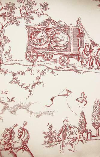 Toile Wallpaper A Lovely Carnival Scenic In Red On White