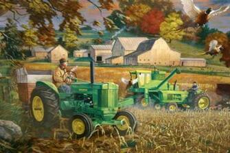 John Deere Model Farm Scene Wood Art
