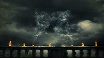 Smoke Illusion Wallpaper Kissing Couple Stock Photos