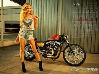 Wallpaper And Calendar Gallery April Motorcycle Pin Up Girl