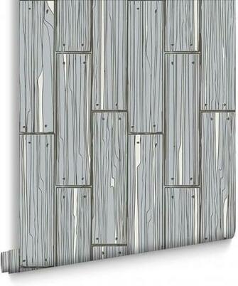 Grayham Brown Patterned Feature Wallpaper Role Planking Blue