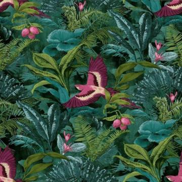 Rasch Tropical Teal Green Rainforest Wallpaper Botanical Floral