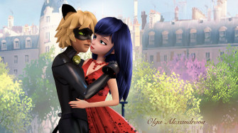 Cat Noir And Ladybug Kissing Wallpaper