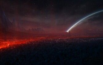 Alien Landscape Planet Stars Sky Futuristic City Cities Planets