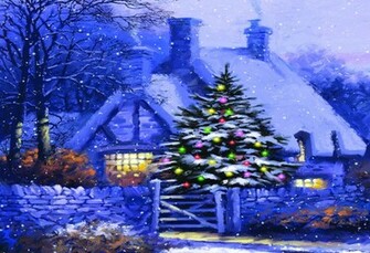 Christmas Cottage Wallpaper