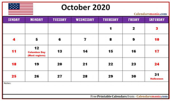 Monthly The United States Usa Holidays Calendar