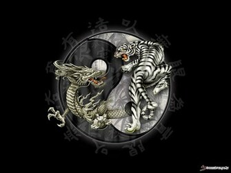Cartoon Picture Ying Yang Dragon Wallpaper