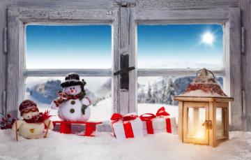 Wallpaper Winter Snow Decoration New Year Window Christmas