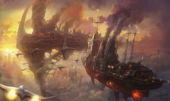 Steampunk Ships Fantasy Sci Fi Wallpaper Background