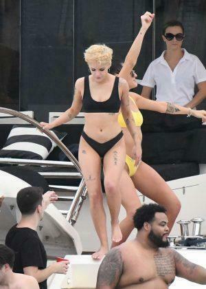 Halsey In Black Bikini On A Yacht Miami