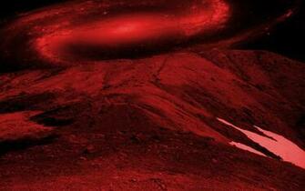 Wallpaper Mountain And Space Red Black