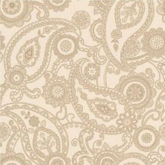 Mandalay Paisley Leaf Metallic Glitter 1960s Retro Wallpaper
