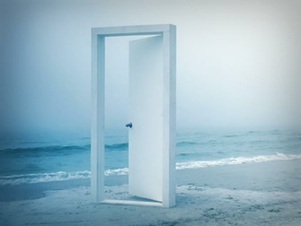 Ocean Beach Door Wallpaper Inkbluesky