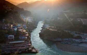 Wallpaper Mountains The City River India Beginning Ganges