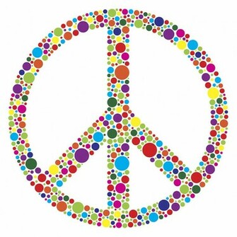 Peace Signs And Polka Dots White Desktop Background With Colorful