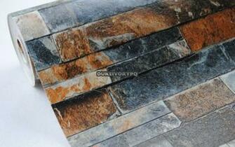 Details About Brick Stone Stacked Wallpaper Vinyl Pvc 10m