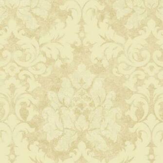 Beige Tan Damask Leaves Wallpaper Traditional Dark Brown