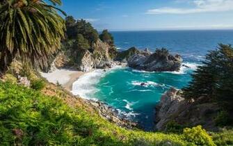 California United States Big Sur Mcway Falls Wallpaper Background