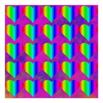 Colorful Girly Rainbow Hearts Fun Teen Pattern Print