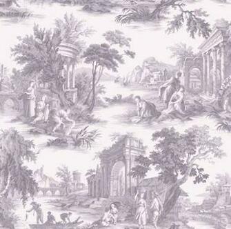 Villandry Wallpaper In Purple Toile De Jouy Designer