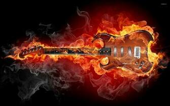Flaming Guitar Wallpaper Music