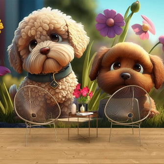 Dekoros Cute Baby Dogs Wallpaper For Kids Room Playroom And