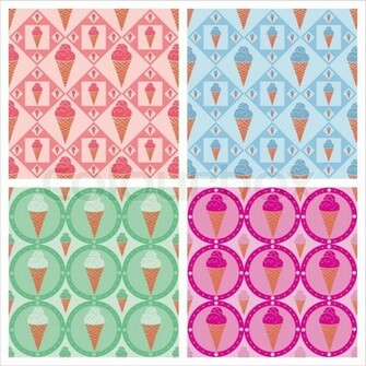 Cute Ice Cream Background Set Of