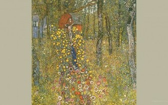 Country Garden With Crucifix Gustav Klimt Wallpaper