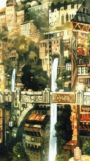Anime City Painting iPhone Wallpaper