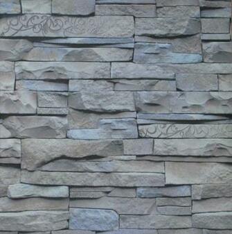 3d Effect Grey Brick Wallpaper Vintage Natural Stacked Stone