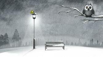 Cartoon Funny 3d Winter Snow Night Light Bird Wallpaper By Ladygaga