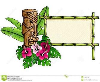 Hawaiian Tiki Clip Art Borders Detailed Banner Statue