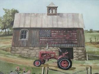 New York Tractors Barns Cows Horse Us Flag Country Wallpaper Border