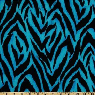 Animal Print Zebra Blue Black Discount Designer Fabric
