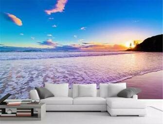 Custom Photo 3d Wallpape HD Digital Print Wallpaper Seaside Sunset